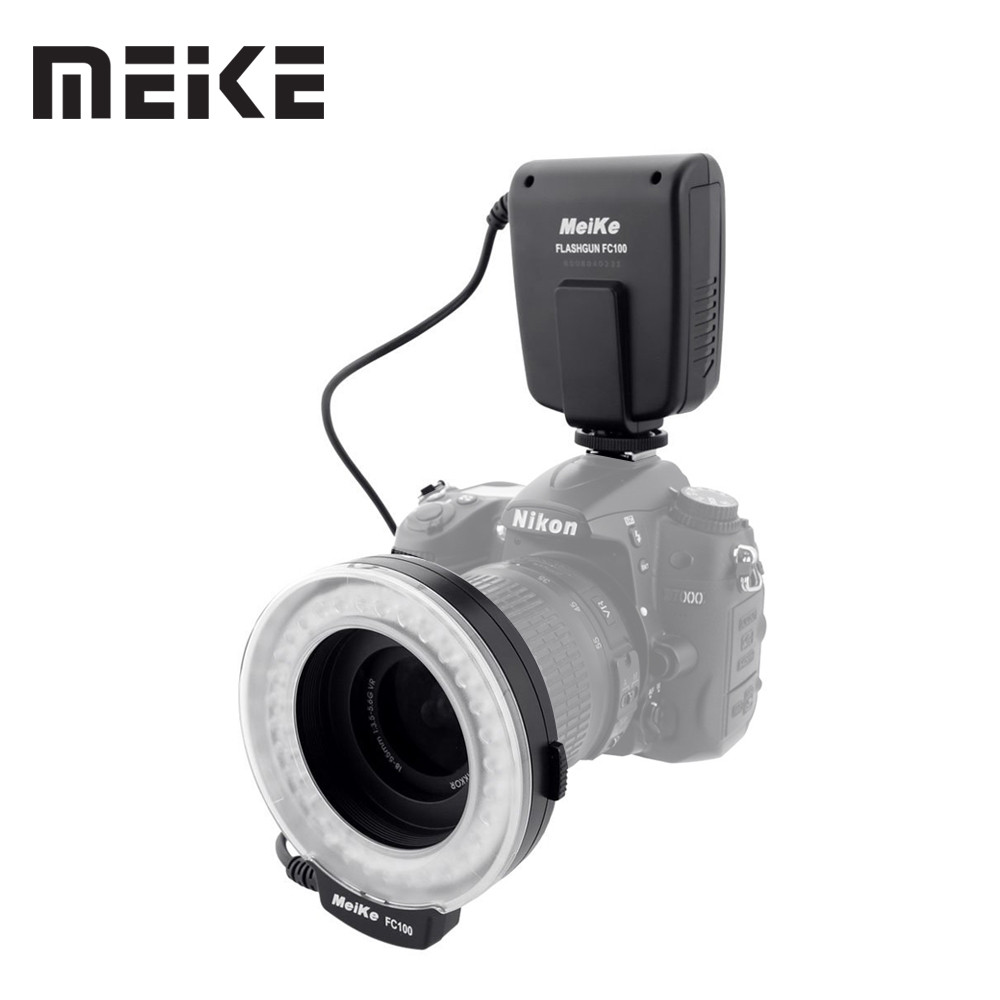 Meike FC-100 FC100 คู่มือ LED Macro Ring Flash Light 7 แหวนอะแดปเตอร์สําหรับ Canon Nikon Olympus Pen