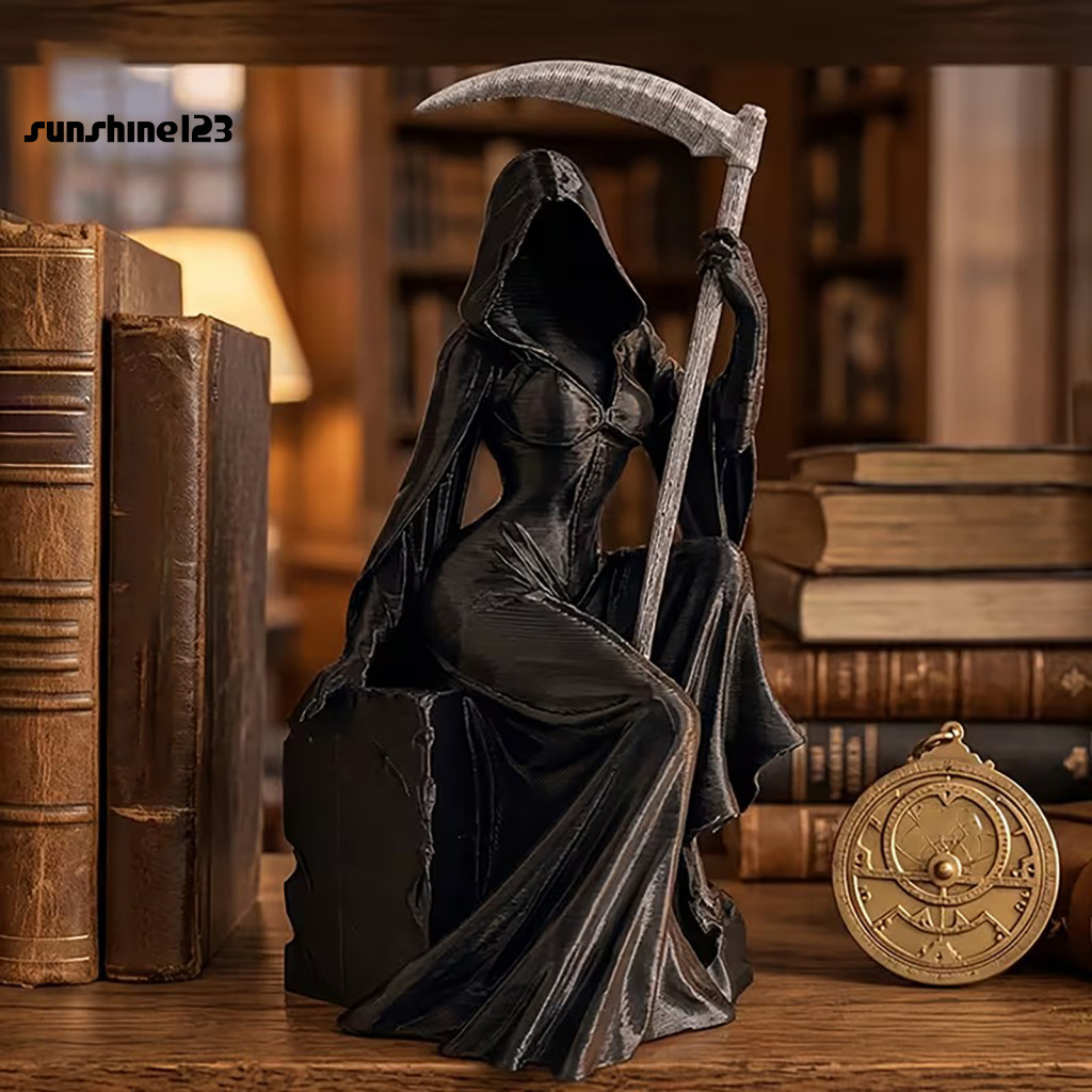<SS>3Dพิมพ์Figurine 3dพิมพ์หญิงGrim Reaperหุ่นScythe – Gothic Spookyรูปปั้นสําหรับโต๊ะชั้นวางหนังสือตกแต่งบ้านของขวัญฮาโลวีนDarkแฟนตาซีประติมากรรม