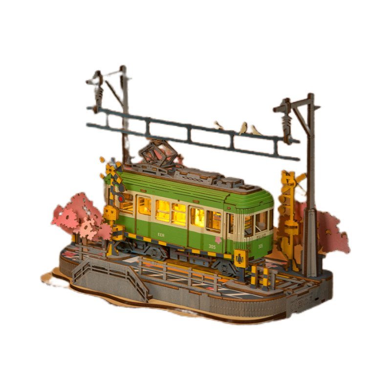 R ROLIFE ROLIFE ROLIFE Cherry Blossom Journey Tram 3d สามมิติปริศนาบล็อกตัวต่อ Educ