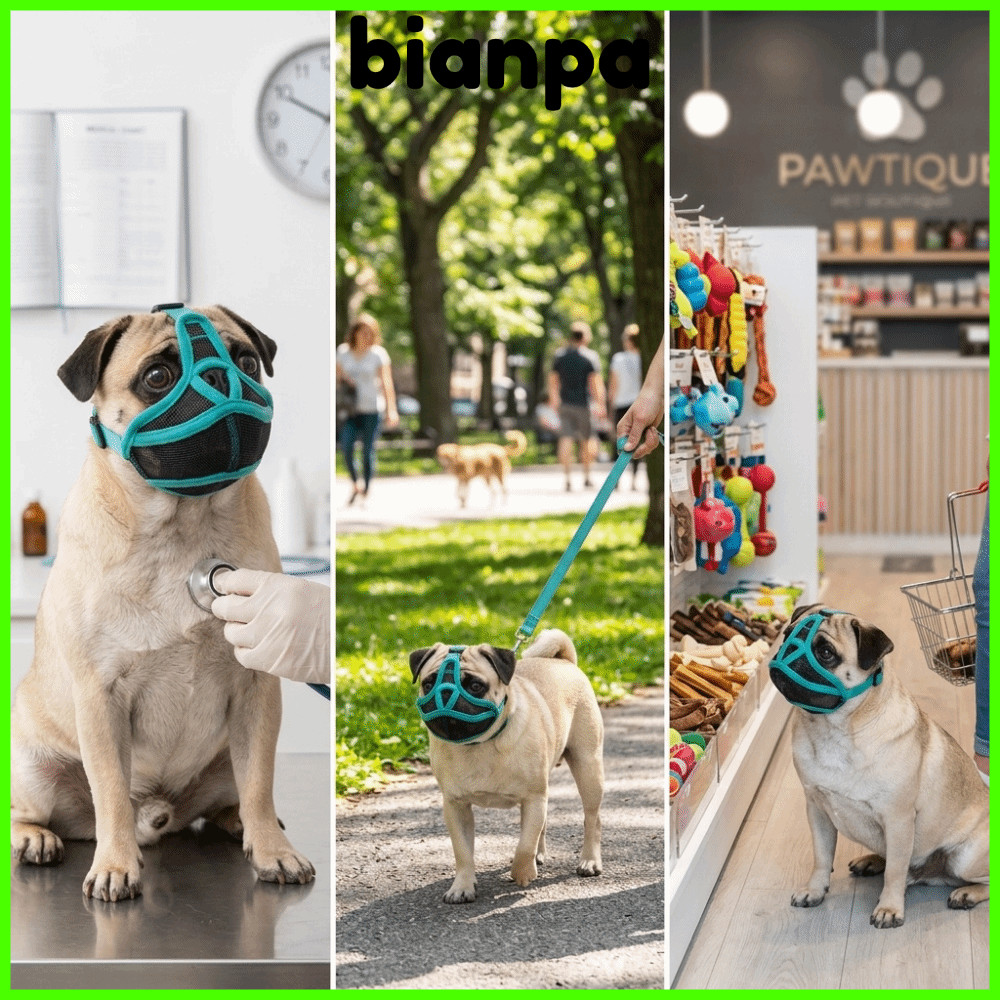 BIANPA Pet Safety Muzzle, Breathable สบายสั้น Snout Muzzle, Easy Fit Secure ยืดหยุ่นน้ําหนักเบาสุนัข