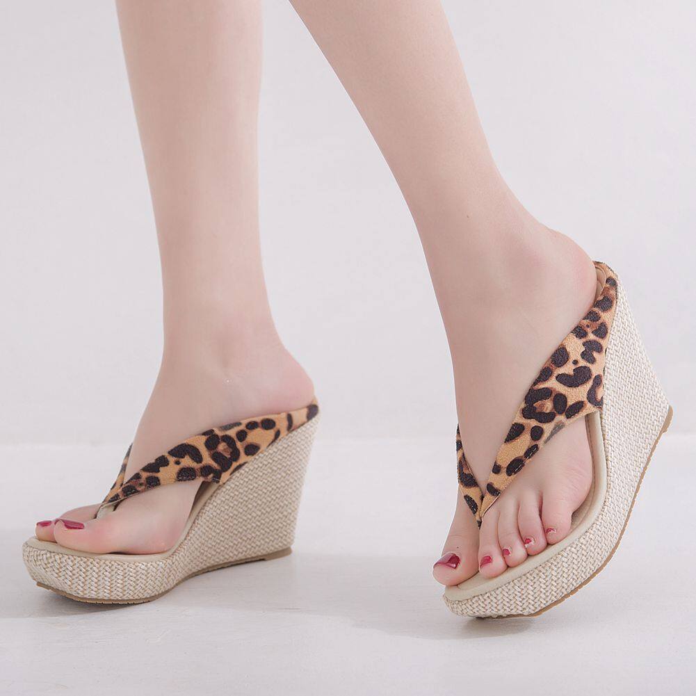 Women Bohemian Platform Sandals Lady Wedge Flip-flops Slippers