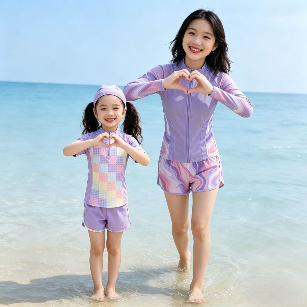 ชุดว่ายน้ำผู้หญิง ทูพีช เอวสูง swimsuit two piece ลายสก๊อต สไตล์เกาหลี มีฟองน้ำ  31518 ชุดว่ายน้ำสำหรับพ่อแม่และลูก