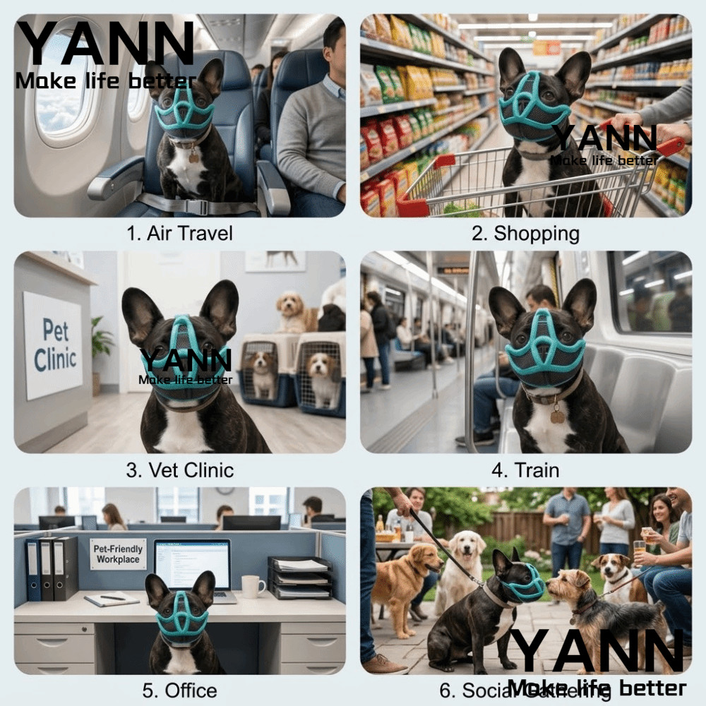 YANN Pet Safety Muzzle, สบายน้ําหนักเบาสั้น Snout Muzzle, ปรับ Breathable ยืดหยุ่น Secure Anti-Bite 