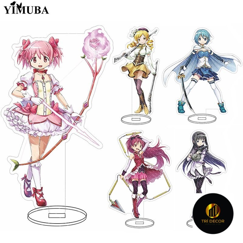 อะนิเมะ Standee รุ่น Puella Magi Madoka Magica Kaname Madoka Akemi Homura Miki Sayaka พร้อมพิมพ์ตัวละคร 2 ด้านใส