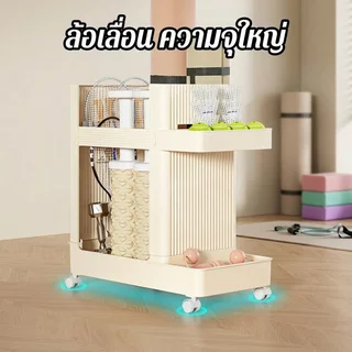 เสื่อโยคะ Rack Fitness Organizer ABS Rolling Cart ความจุขนาดใหญ่ Home Gym Storage