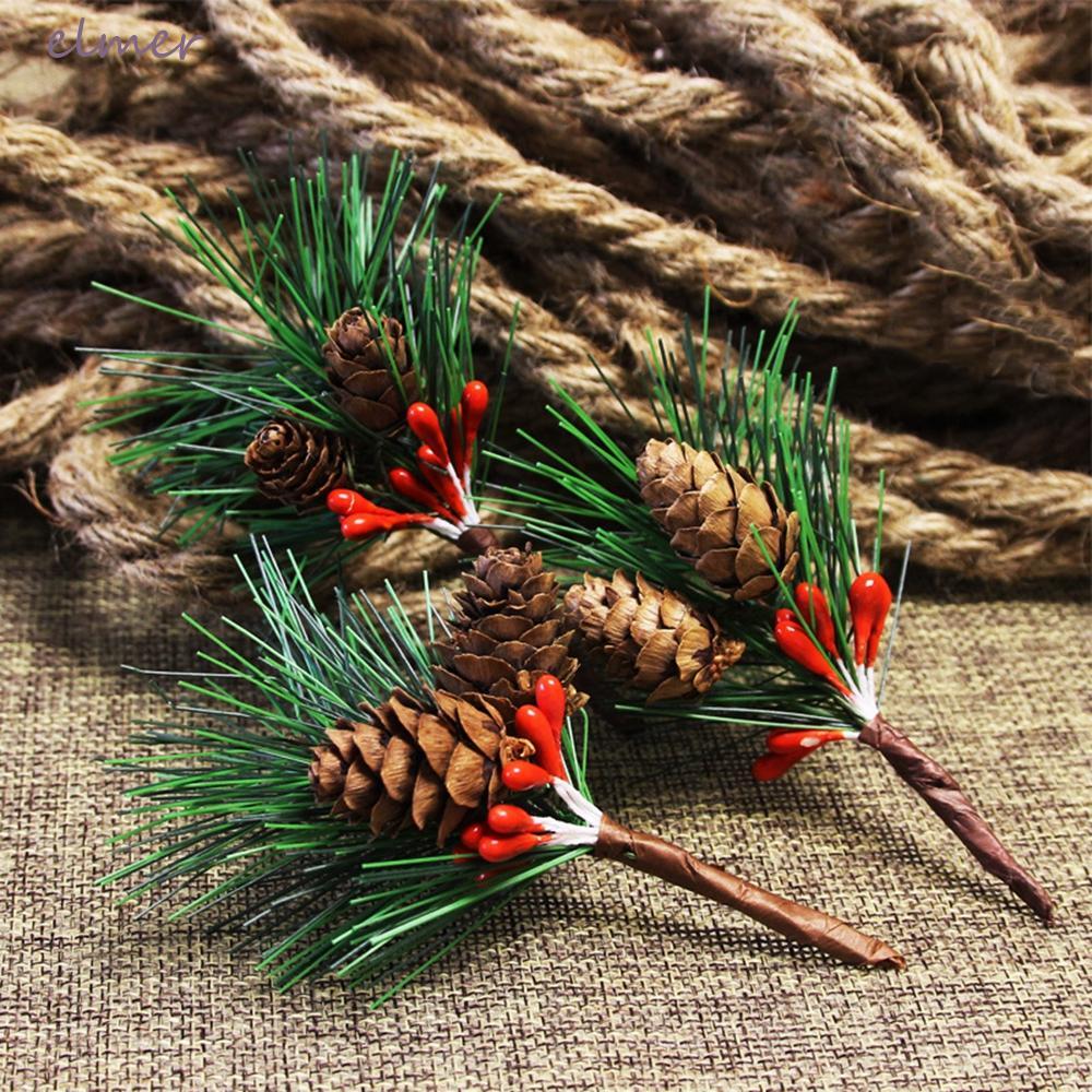 ELMER Fake Berries ดอกไม้มินิจําลอง Pine Pick Xmas Tree บ้านสาขาพืชพวงหรีดคริสต์มาสตกแต่ง