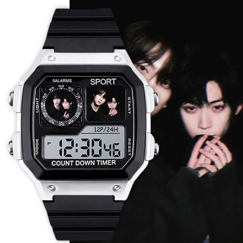 ชีวิตในการต่อต้านความรัก Tian Xu Ning Ziyu นาฬิกาอิเล็กทรอนิกส์ Square Mute พร้อม Night Light Chrono