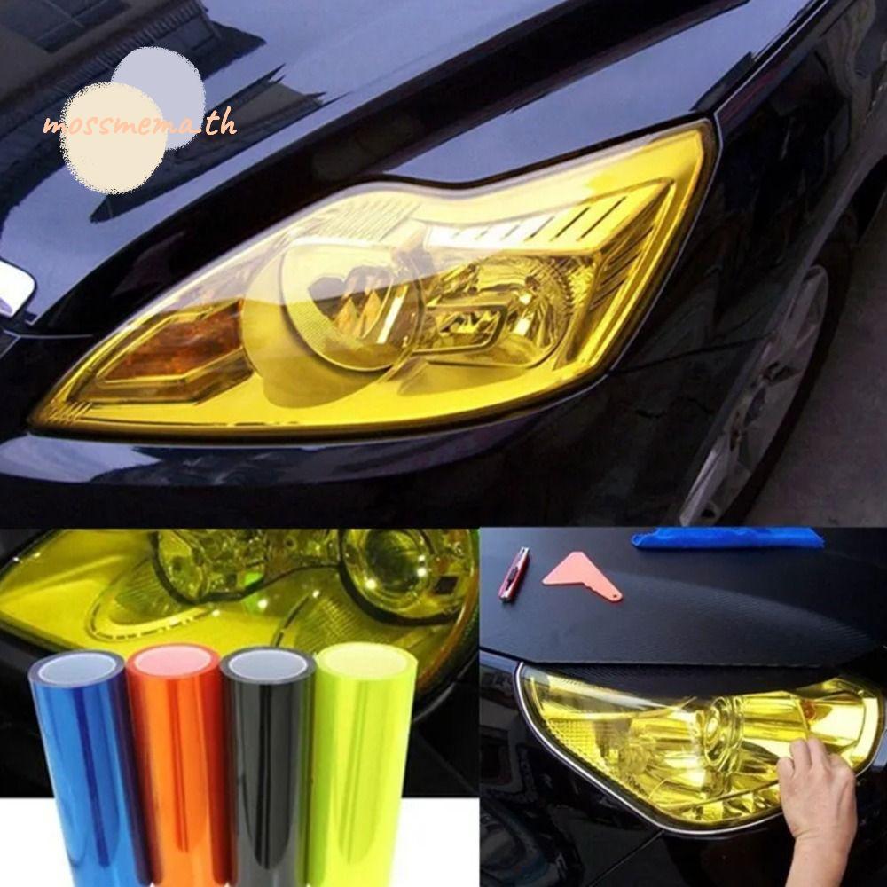 MOSSMA สติ๊กเกอร์ไฟตัดหมอก, ฟิล์มโคมไฟไฟหน้ารถ PVC แบบมีกาวในตัว, ฟิล์มไวนิลแต่งรถ Universal Car Tailing Moulding ฟอยล์