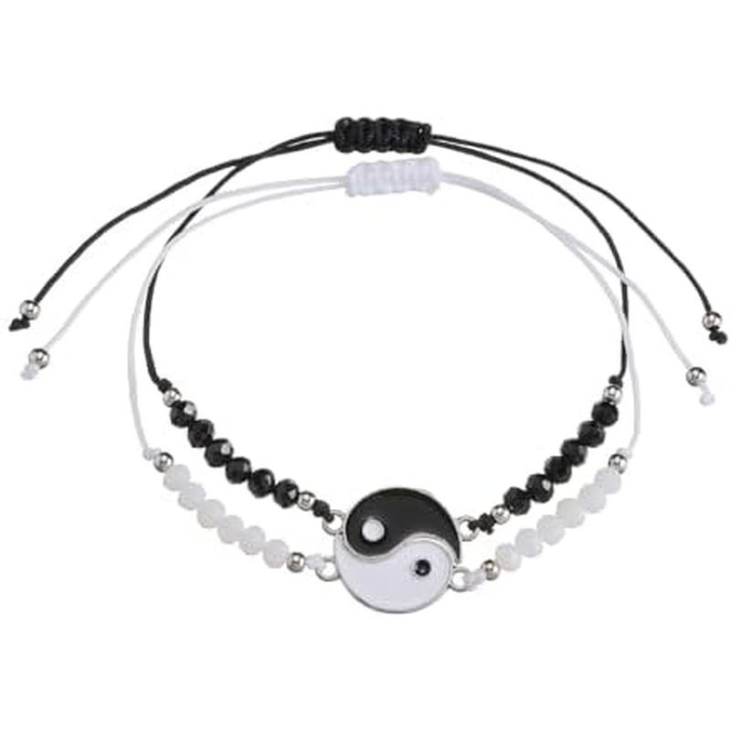 Best Friend Bracelets for 2 Matching Yin Yang Adjustable Cord Bracelet for Bff Friendship Relationsh
