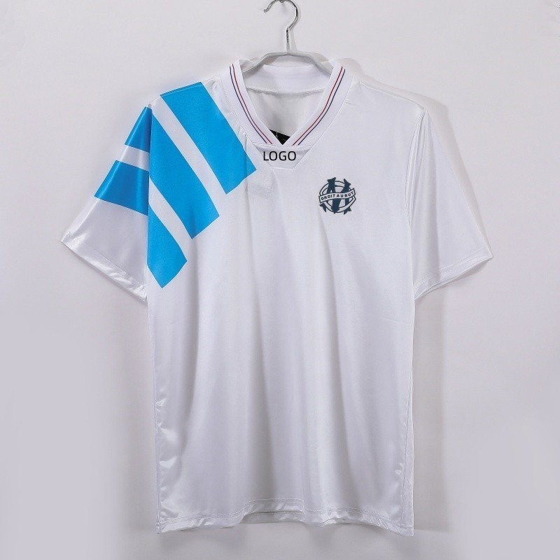 เสื้อฟุตบอลแขนสั้น Retro Edition 1992/93 Marseille สำหรับผู้ชาย สวมใส่ได้ทั้งเล่นและลำลอง