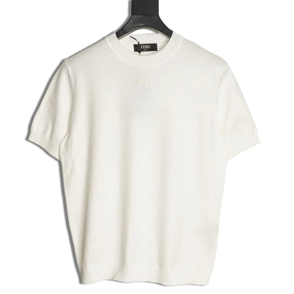 เสื้อยืดแขนสั้น FENDI สไตล์ถัก FF ลายสองสี