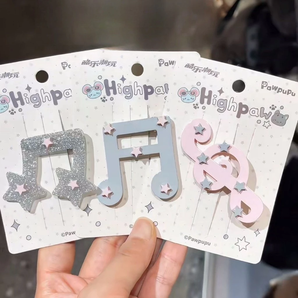 Niche Design Glitter Note กิ๊บติดผมหน้าม้าคลิปสาวหวาน Star Side Clip