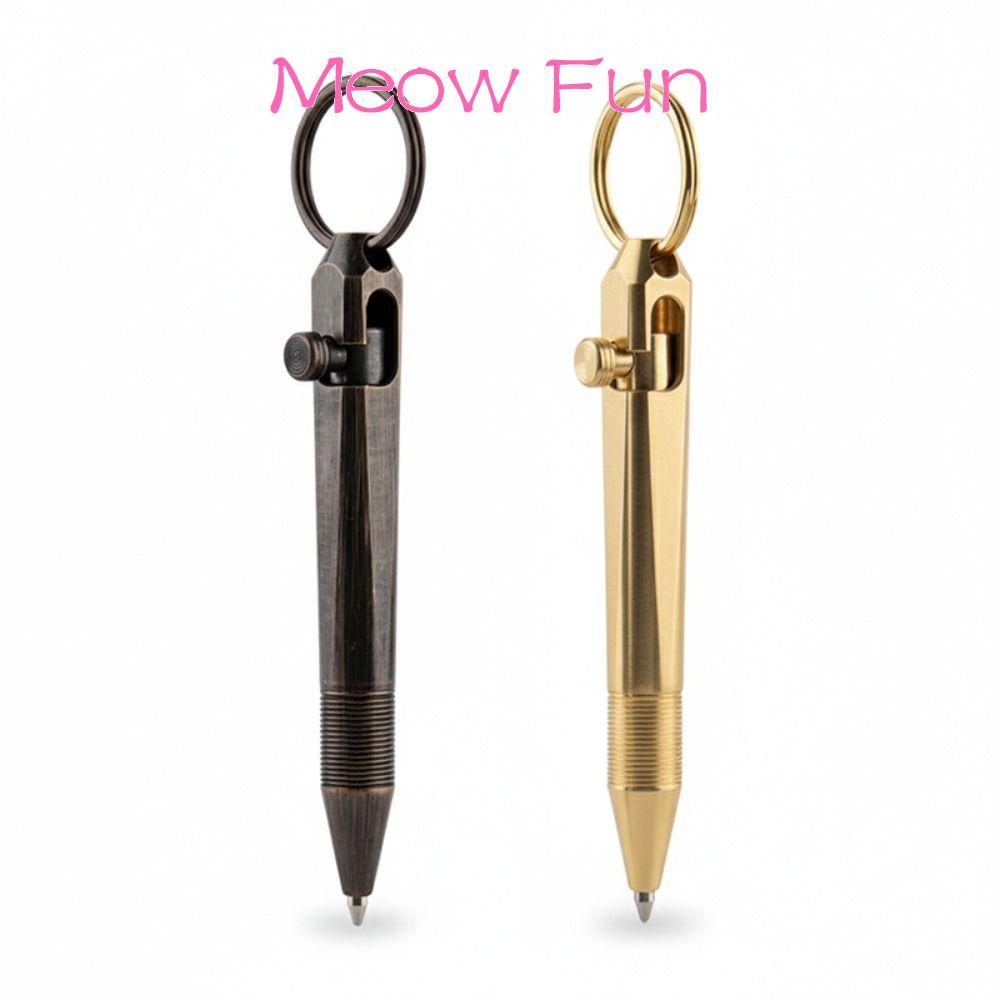 ALONGOF Mini Ballpoint Pen, Portable Brass Pocket Pen, Durable with Keychain Gel Pen School Office