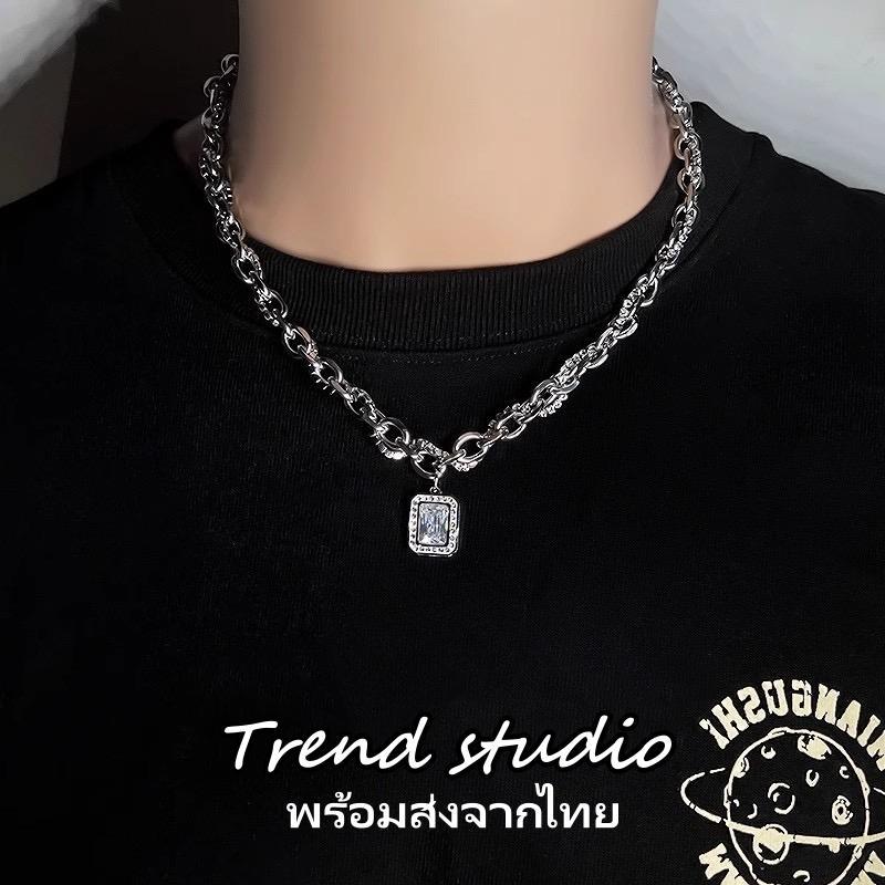 สร้อยคอประดับกระดูกไหปลาร้าที่ดูมีสไตล์ ดีไซน์โซ่คู่หนาๆ นั้นแปลกใหม่มาก สีไม่ตก พร้อมส่งจากไทย