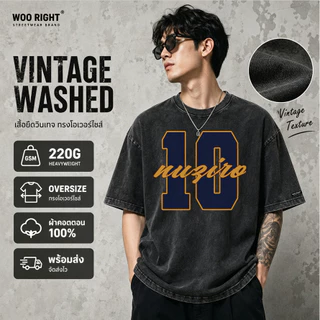 เสื้อยืดฟอก เสื้อยืดผู้ชาย Woo Right ผ้าฝ้าย100% 220G Oversize ฮิปฮอป วินเทจ สีดำ COD จัดส่งตลอด 24 ชั่วโมง#11