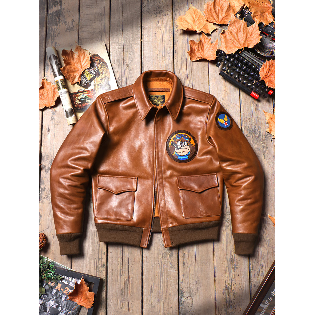 Barton Version Big Escape A2 Flight Suit Jacket Oil Wax Cowhide American Retro Mens Lapel Leather Ja