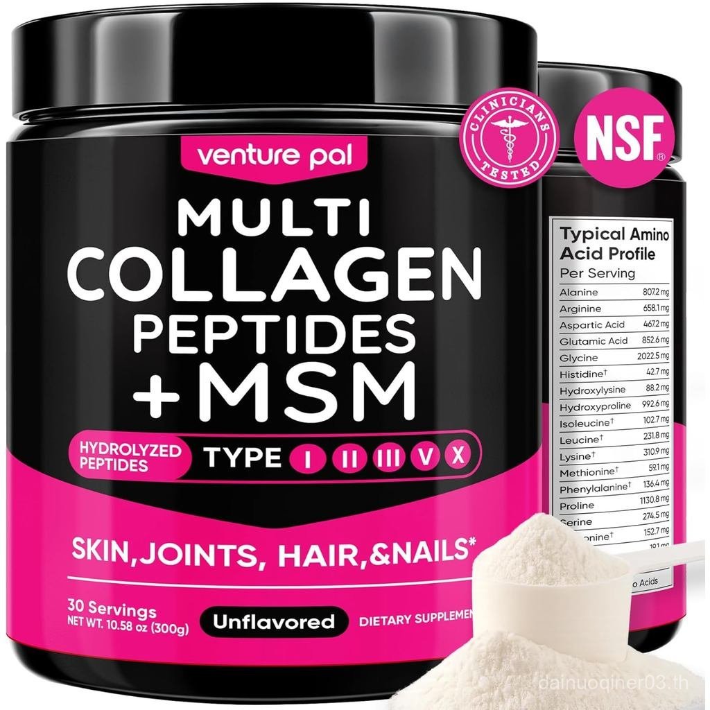 Venture Pal Multi Collagen Powder Type I II III V X – Hydrolyzed Collagen Peptides M GC Hyaluronic A