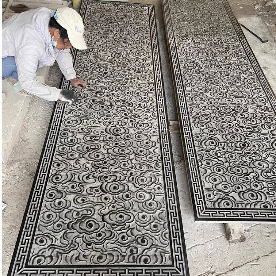 Bluestone cloud relief floor tile outdoor carved stone step for Chinese courtyard garden patio