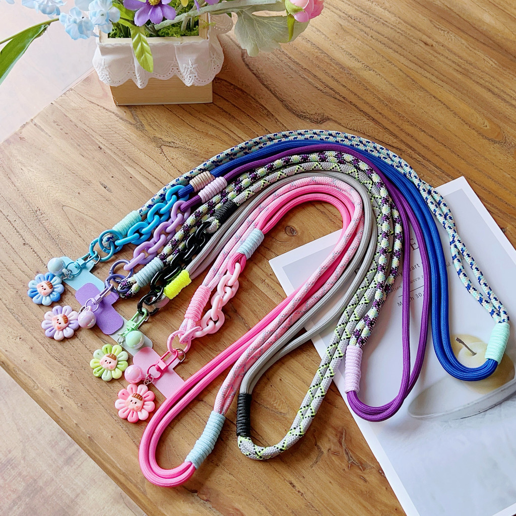 GTC เชือกเส้นเล็กโทรศัพท์แบบสะพายข้างแบบถักที่ถอดออกได้พร้อมแพทช์, สายคล้องคอป้องกันการสูญหาย, ห่วงโ