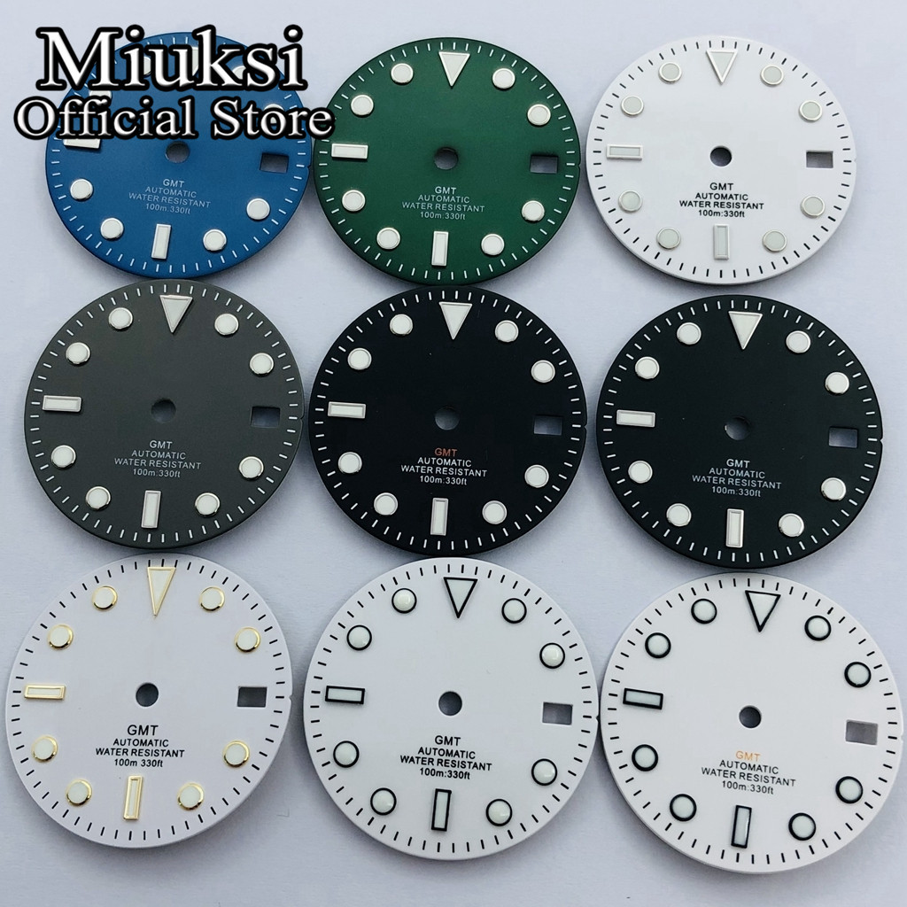 Miuksi 29 มม.สีดําสีขาวสีฟ้าสีเขียวนาฬิกา Dial Luminous Dial Fit NH34 NH35 การเคลื่อนไหว