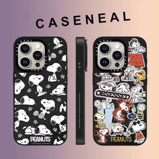 CASENEAL การ์ตูนน่ารัก Snoopy กระจกสีดํา face เคสโทรศัพท์สําหรับ iPhone 17 Pro Max 16 ProMax 15Pro 14 Plus 13 12 โทรศัพท์กันกระแทกขอบนุ่มฮาร์ดป้องกันกรณี