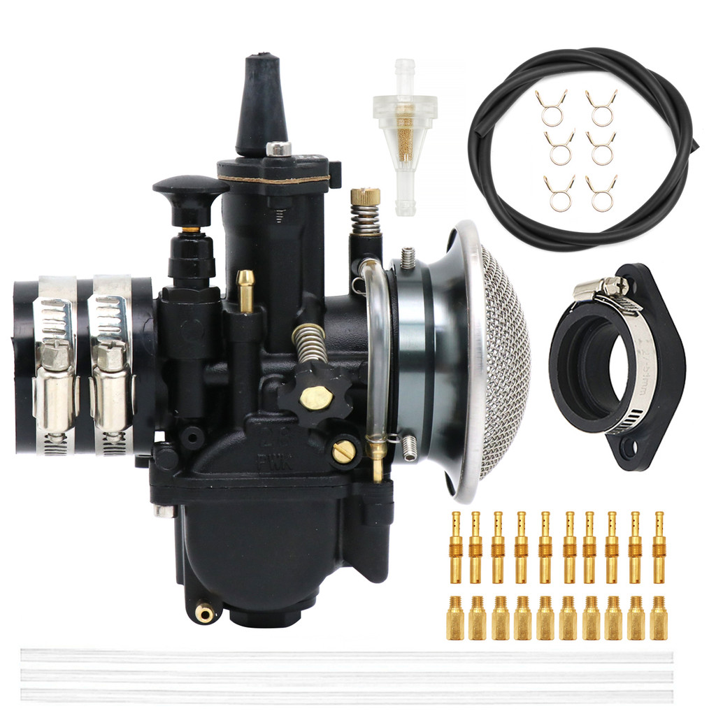 Carb PWK with Intake Adapter Main/Slow jet Air Filter Oil Hose Pipe for 4T 50cc-350cc Fuel Saving Fl
