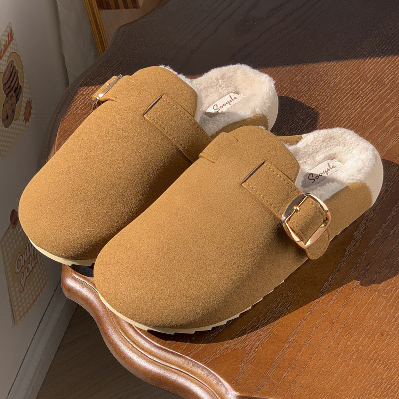 คลังสินค้าพร้อมหนังนิ่ม Birkenstock รองเท้าแตะผู้หญิงบ้านในร่ม Soft Sole รองเท้าแตะผ้าฝ้ายกันลื่นผู้