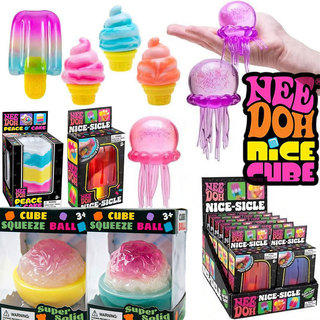 NeeDoh Riceball Jellyfish Pizza Ice Cream Cake Popsicle Eggs Model Sensory Squeeze Toy Stress Relief Fidget Toys Soft Squeeze Stretchy Relaxing Sensory