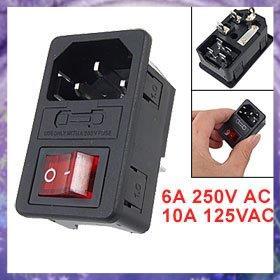 [PM] (R) ปลั๊กไฟตัวผู้เข้าพร้อมสวิตช์ฟิวส์ 10A 250V 3 Pin IEC320 C14