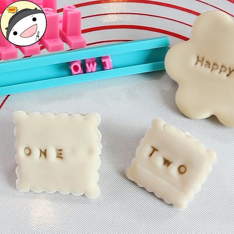 Lanf 1 ชุดจํานวนตัวอักษรคุกกี้แม่พิมพ์ตัวอักษรกดแสตมป์ DIY พิมพ์ลายนูนแม่พิมพ์บิสกิตตัดเค้กเบเกอรี่เครื่องมือ EN