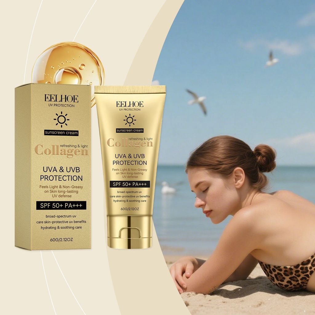 [Chuuyi:main]ครีมกันแดดคอลลาเจน SPF 50+ PA+++ UVA UVB Protection Lightweight Non-Greasy 60g