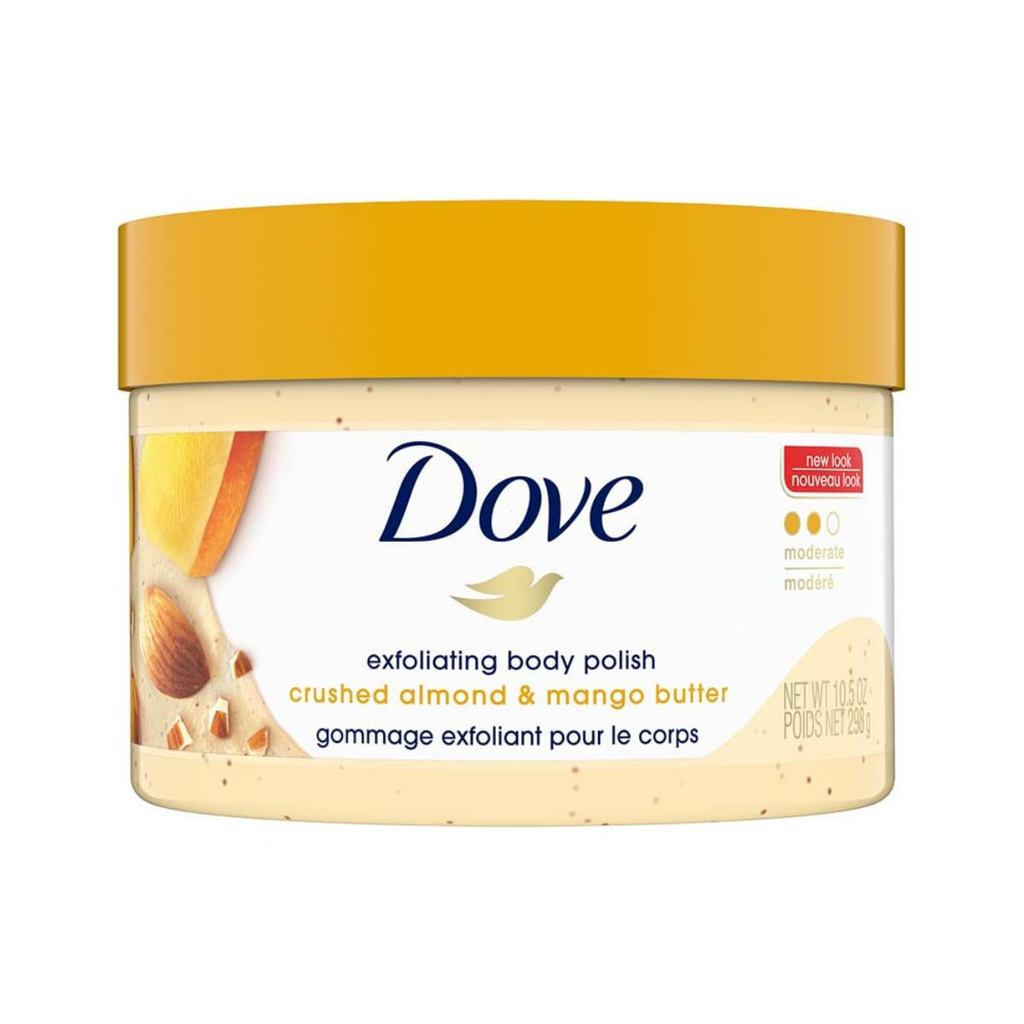 Dove Scrub Crushed Almond & Mango Butter เหมาะสําหรับขัดผิวผิวกายเนียนและฟื้นฟูผิว PUBZ