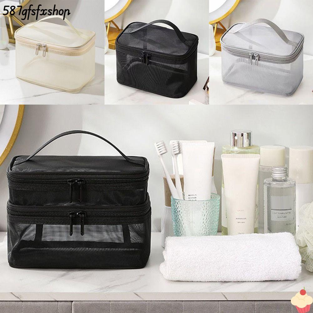 SWEETHOME Make Up Organizer Bag,ตาข่ายโปร่งใสกระเป๋าเดินทางเครื่องสําอาง,มัลติฟังก์ชั่น 1/2/3 ชั้นแต่งหน้าผู้หญิง