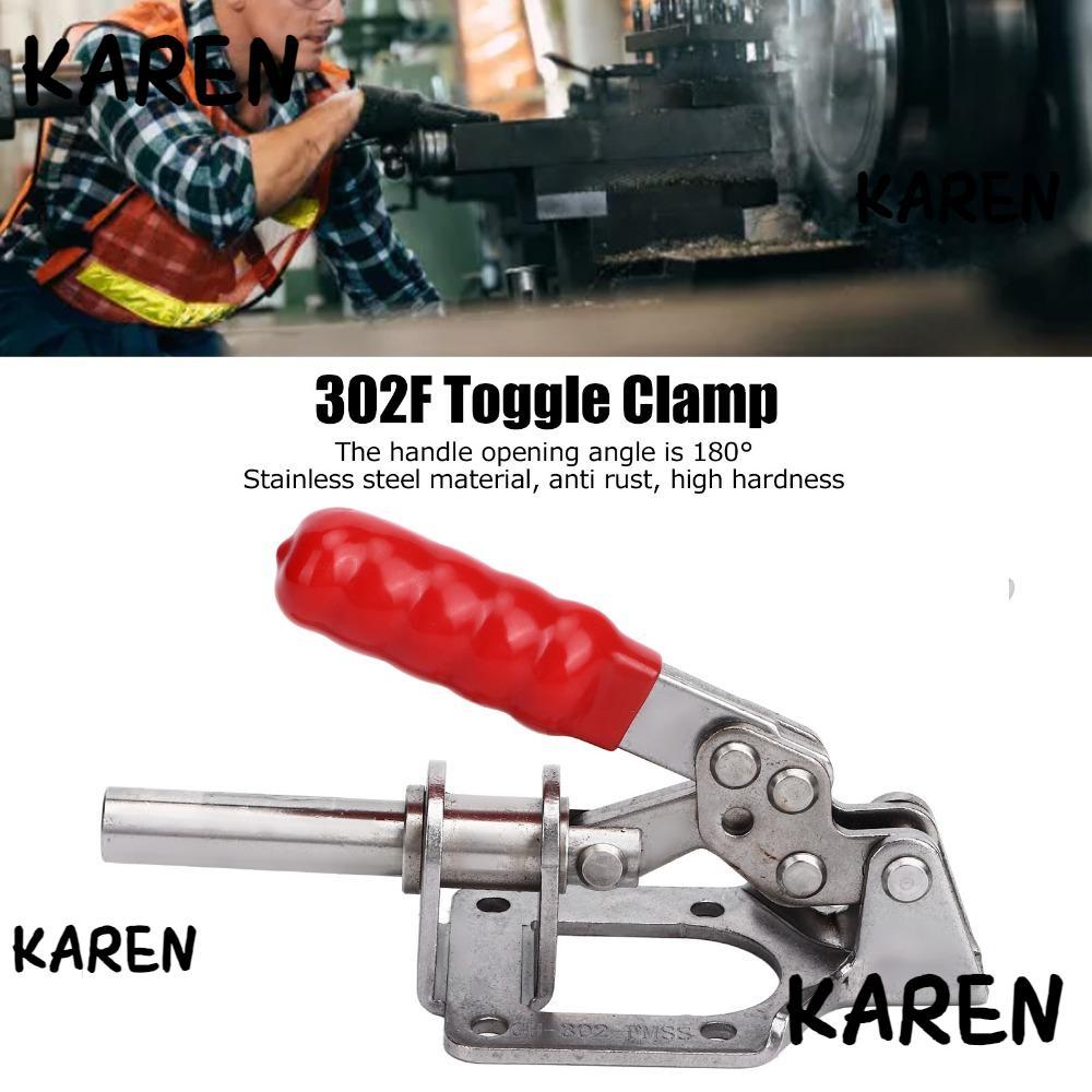 KARENGOODS Push Pull Toggle Clamp, Anti-Slip Adjustable Toggle Clamp, Heavy Silver Quick Release Tog