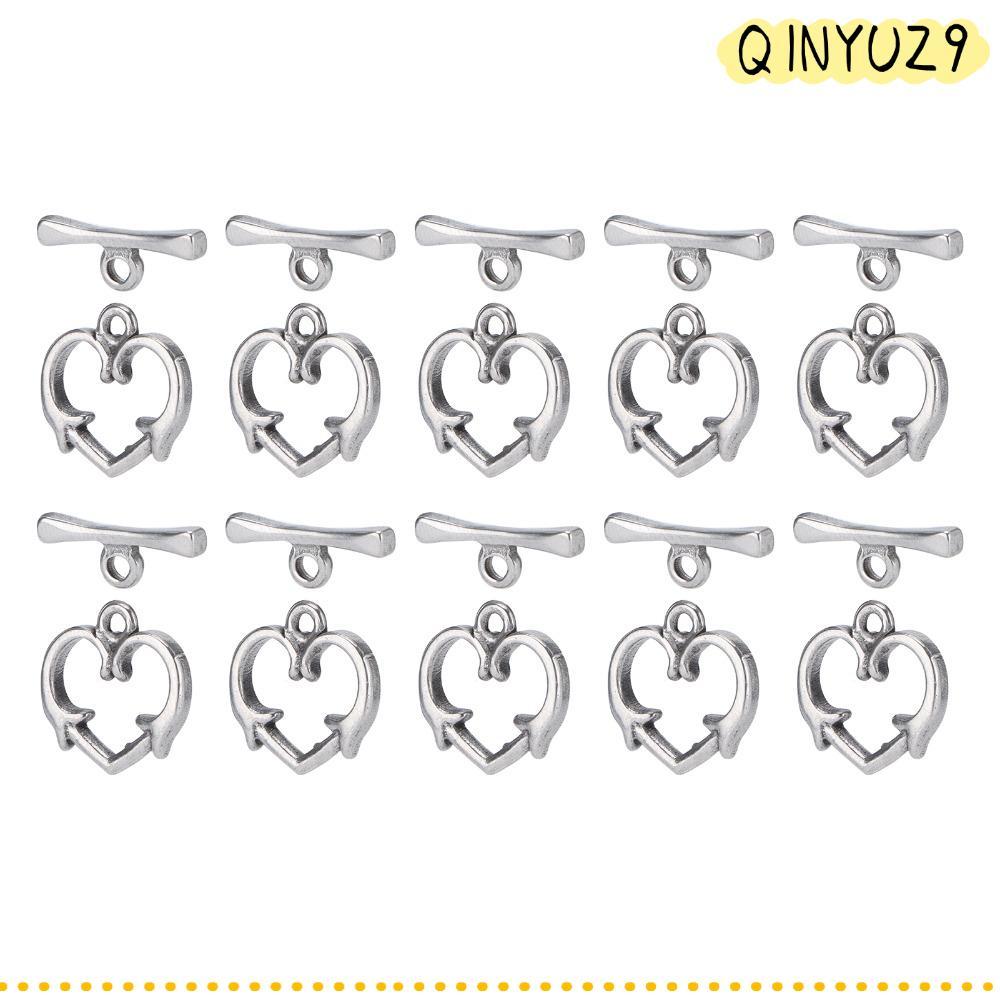 QINYUZ9QX 20 ชิ้น OT Toggle Buckle, T-Bar Design Heart Toggle Clasps,เครื่องประดับอุปกรณ์เสริมสแตนเล