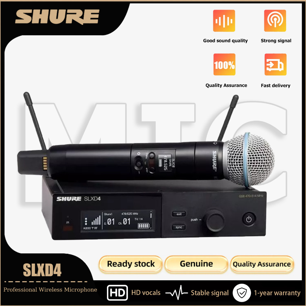 SHURE SLXD4 Beta58 UHF ระบบไมโครโฟนไร้สายมืออาชีพจอแสดงผลเวที