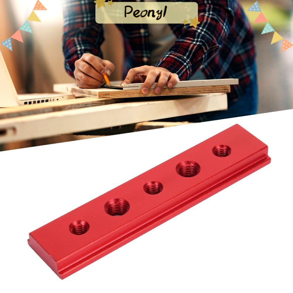 PEONY รางชูต์งานไม้ กว้าง 100 มม. สีแดง / เงิน T Slot Miter Track ทนทานมีรู วัสดุอลูมิเนียม T-Track 