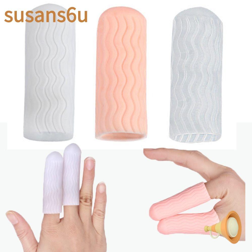 ปลอกนิ้วซิลิโคน 1 คู่ ลายน้ำใส ป้องกันรอยขีดข่วน นิ้วมือนุ่ม ไม่ลื่น สำหรับทำงาน เครื่องมือ DIY อเนกประสงค์