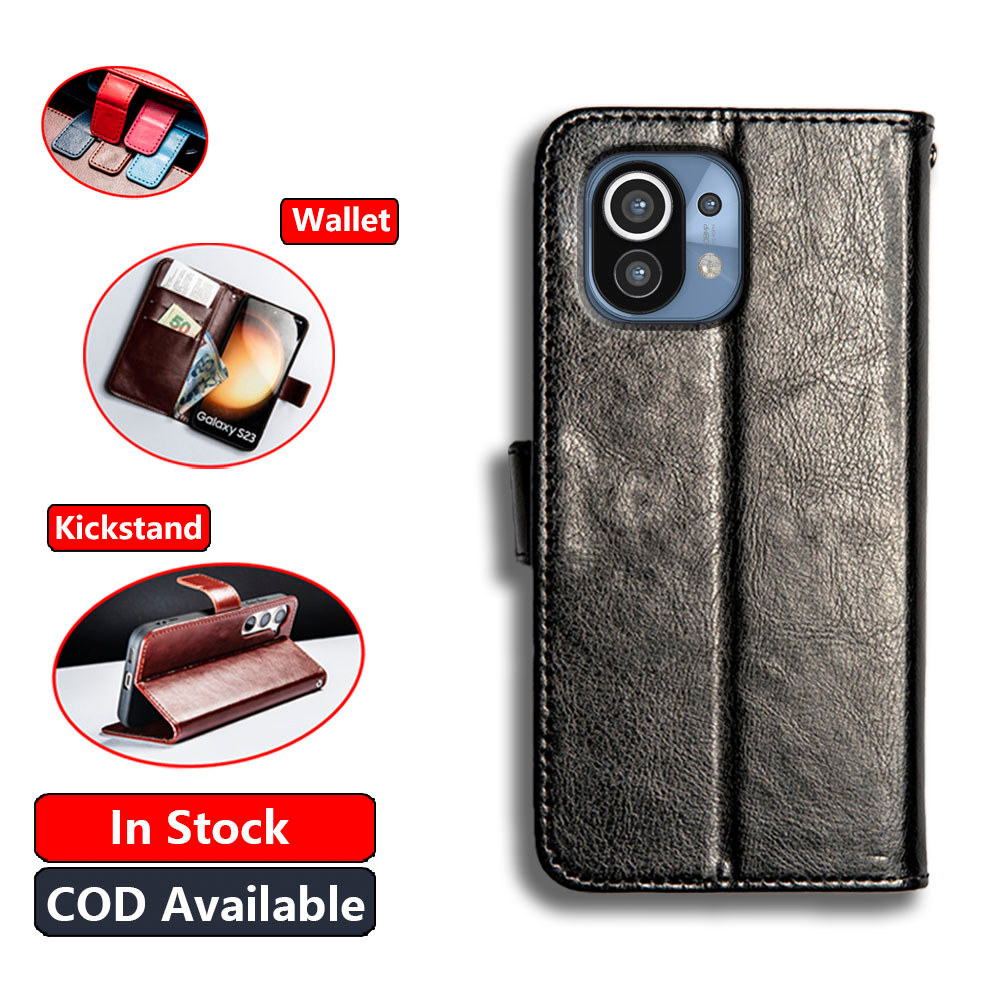 หนังคลาสสิกสําหรับ Xiaomi Mi 11 Lite 5G NE Pro M2011K2C M2011K2G 2109119DG Wallet Vintage Folio Case Flip Cover Magnetic Closed Kickstand Card Slots