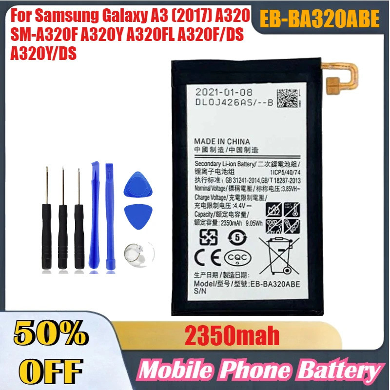 2350mAh EB-BA320ABE แบตเตอรี่โทรศัพท์มือถือสําหรับ Samsung Galaxy A3 (2017) A320 SM-A320F A320Y A320