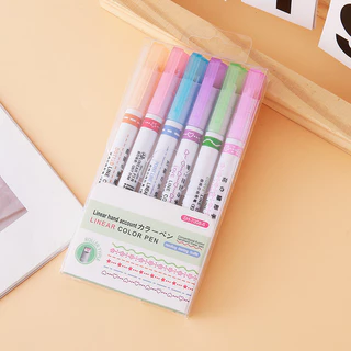 ปากกาเน้นข้อความเส้นตรงสีเรียงลำดับ🎨 ✏️ชุด6สีสดใสสำหรับBullet Journal ไดอารี่📒CXT007