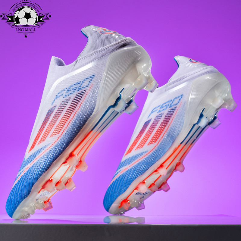 2569 ฟุตบอล รองเท้าฟุตบอล F50 Club Flexible Ground สำหรับเด็ก เด็ก สีขาว รองเท้าฟุตบอลชาย แบบไม่มีเชือกผูก ทรงยาว