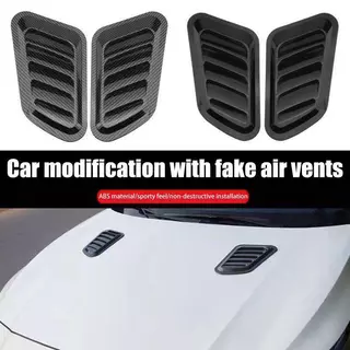(WHMS) 1/2 ชิ้นรถ Hood Scoop ตกแต่งคาร์บอนไฟเบอร์ Air Vent Cover Universal Fit สําหรับปรับปรุงเครื่องยนต์ Airflow