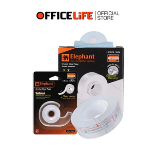 Elephant (ตราช้าง) เทปใสพิเศษพร้อมแท่นตัด แท่นตัด+เทป ขนาด 18 มม. x 33 ม. (1 ชุด / แพ็ค)
