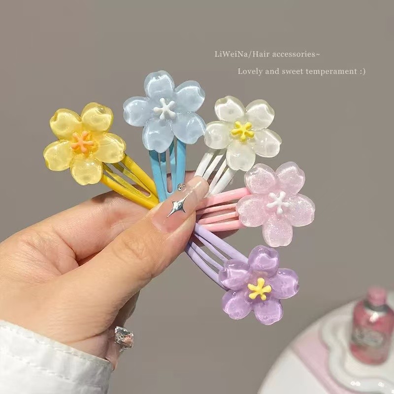 กิ๊บติดผมอะคริลิคแบบดอกซากุระสีพาสเทล เหมาะสำหรับสุภาพสตรีและนักเรียน น่ารักมาก