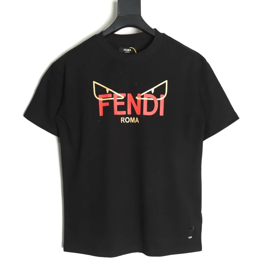 Fendi Fendi Eye Print Round Neck Short Sleeve T-Shirt