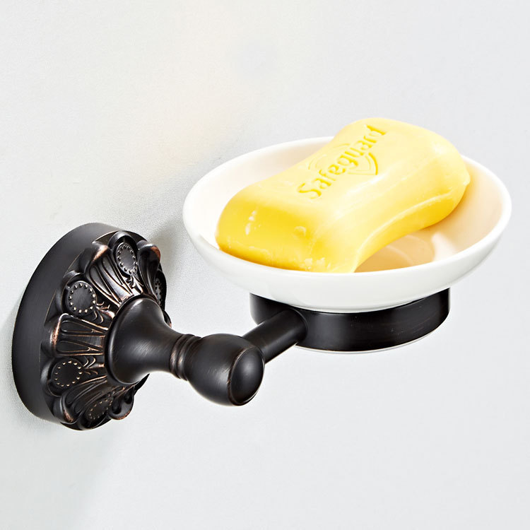 2019 New Model Floral Base Ceramic Soap Dish, Wall-Mounted Bathroom Soap Rack, Copper Material, Whol