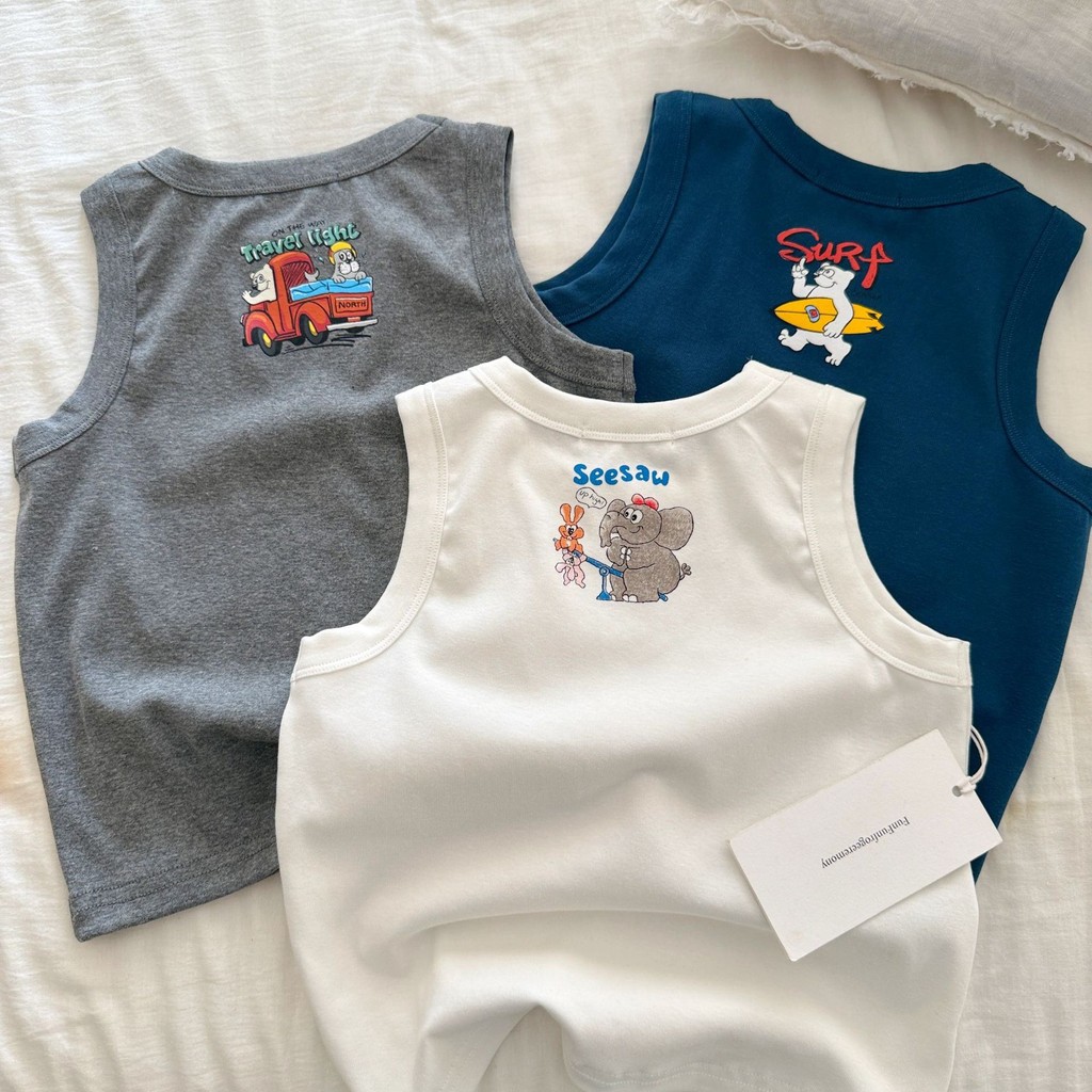 「สินค้าลิขสิทธิ์แท้」IRIS KIDS 26ss FUNFUN IKS260354 Starry Home Shirt เสื้อยืดเด็ก ลายช้างน่ารัก ลายบ้าน ผ้านิ่ม ใส่สบาย