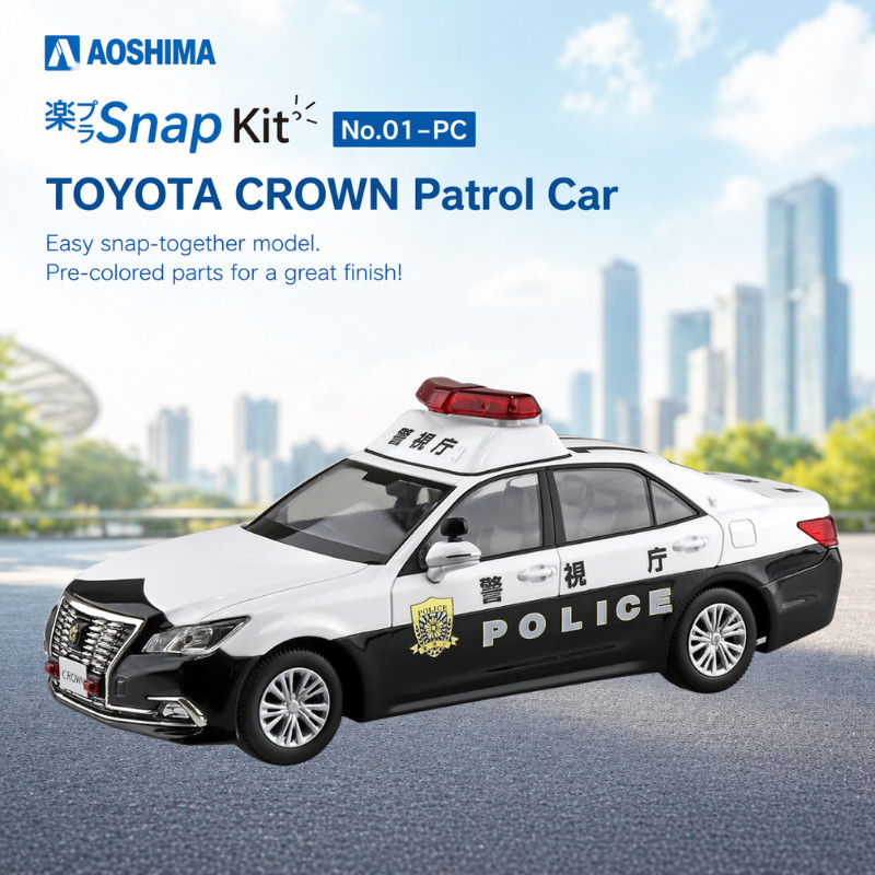 AOSHIMA Snap Kit Toyota Crown Police Car 1/32 Easy Assembly Model