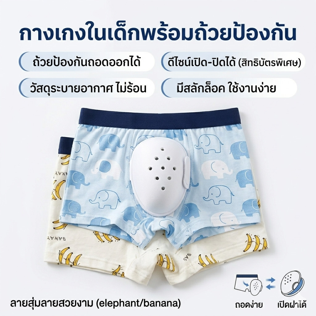 พร้อมส่งจากไทย มุสลิม Circumcising Boxer Trunks กระเป๋าระบายอากาศหนังหุ้มปลายลึงค์ศัลยกรรมขลิบกางเกงบ็อกเซอร์